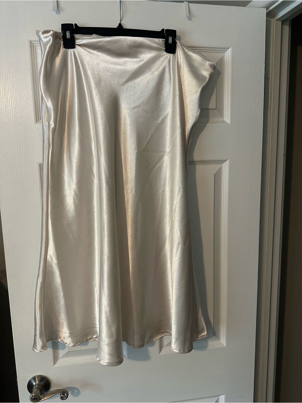 SHEIN Satin Midi Skirt in Pearl